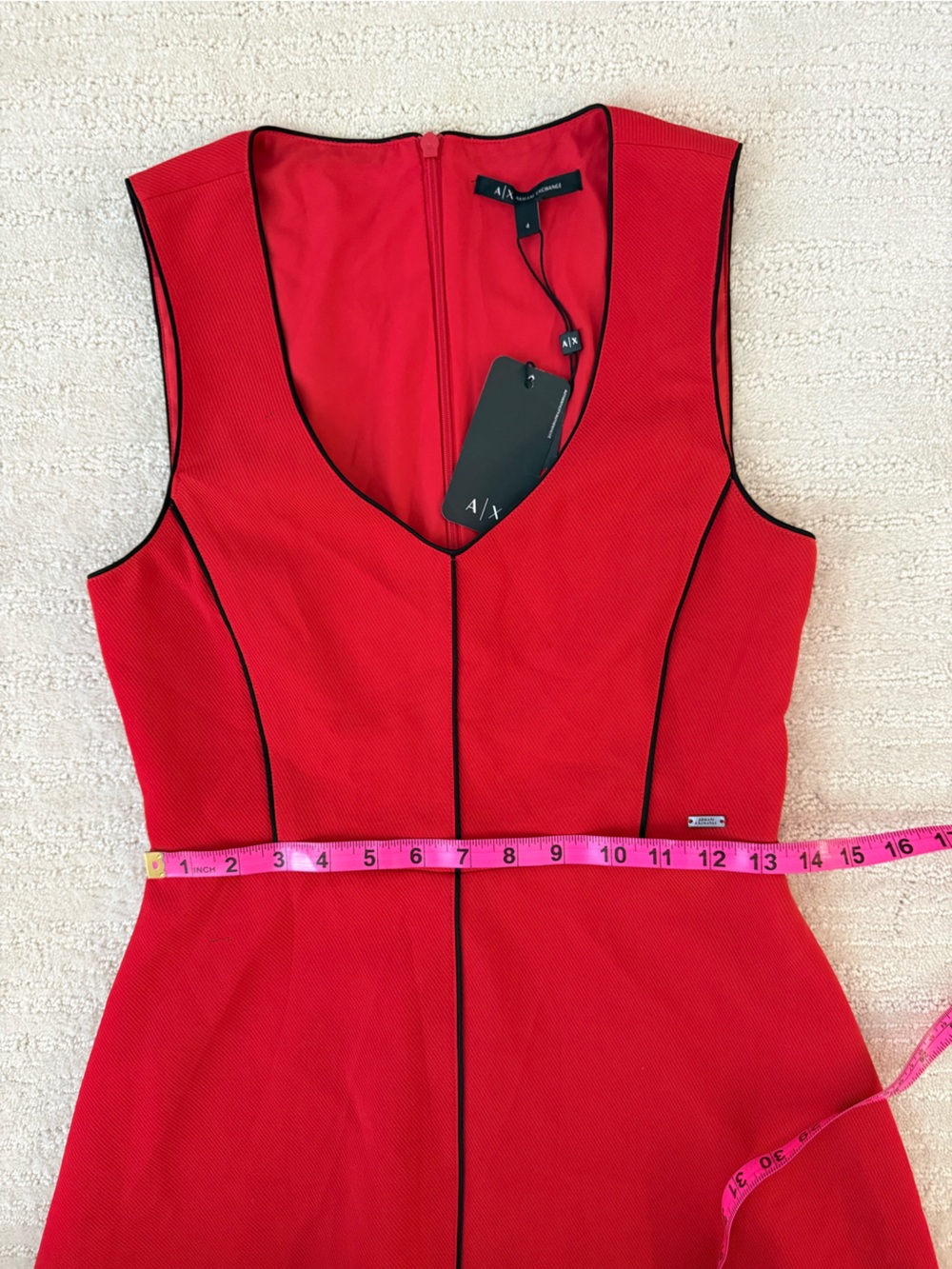 NWT Armani Exchange fit-and-flare Red Mini Dress 4 - Picture 3 of 14